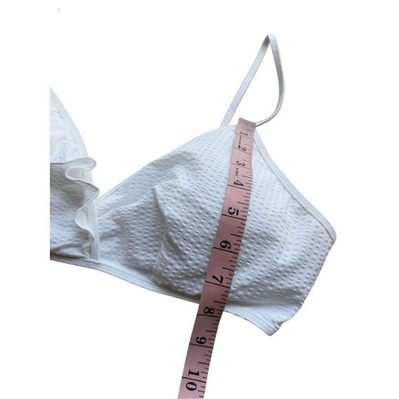 Vineyard Vines White Seersucker Ruffle Bikini Top Size L - Picture 7 of 10